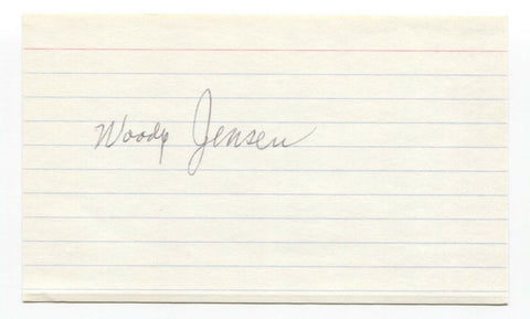 Woody Jensen Signed 3x5 Index Card Baseball Autographed Signature