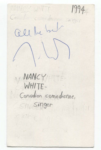 Nancy White Signed 3x5 Index Card Autographed Signature Comedian Actress Singer