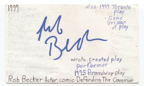 Rob Becker Signed 3x5 Index Card Autographed Playwright Defending The Caveman