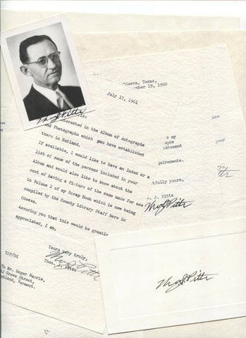 Judge Thomas J. Pitts Signed Lot of 7 Autographed Signature Letter Photo CONTENT