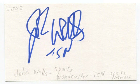 John Wells Signed 3x5 Index Card Autograph Signature Sportscaster Football