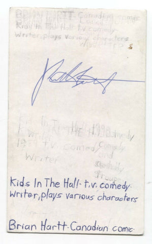 Brian Hartt Signed 3x5 Index Card Autographed Signature Producer Comic MADtv