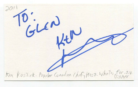 Ken Kostick Signed 3x5 Index Card Autographed Signature TV Host Chef