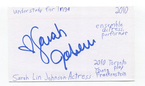 Sarah Lin Johnson Signed 3x5 Index Card Autographed Actress Young Frankenstein