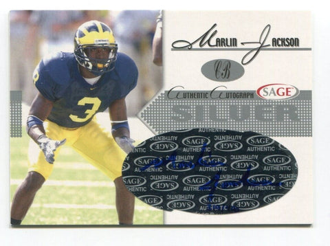 2005 Sage Silver Marlin Jackson Signed Card Football Autograph NFL AUTO A22 /400