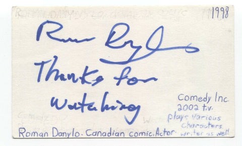 Roman Danylo Signed 3x5 Index Card Autographed Signature Actor Comedian