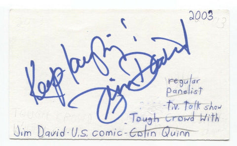 Jim David Signed 3x5 Index Card Autographed Signature Comedian Writer Actor