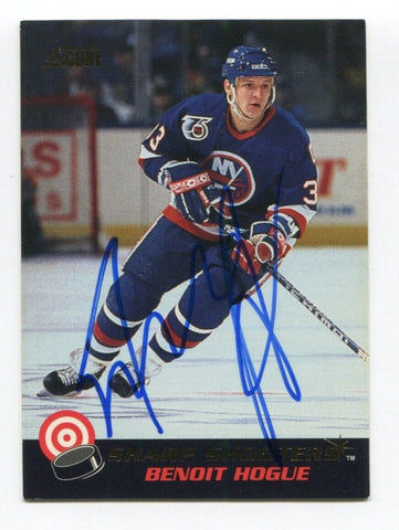 1992 Score Sharp Shooters Benoit Hogue Signed Card Hockey NHL Autograph AUTO #21