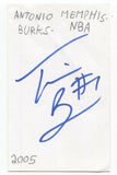 Antonio Burks Signed 3x5 Index Card Autographed Signature Basketball Memphis