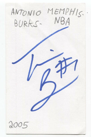 Antonio Burks Signed 3x5 Index Card Autographed Signature Basketball Memphis