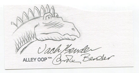 Jack and Carole Bender Signed Cut 3x5 Index Card Autographed Alley Oop Comic Art