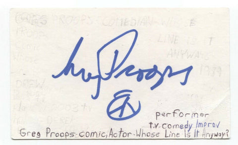 Greg Proops Signed 3x5 Index Card Autographed Signature Actor Star Wars "Fode"