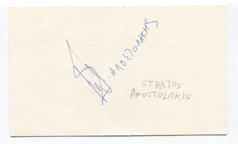 Stratos Apostolakis Signed 3x5 Index Card Autographed Soccer Greece