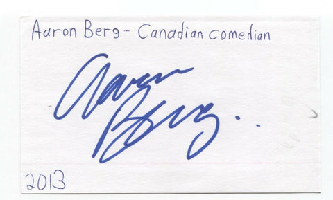 Aaron Berg Signed Index 3x5 Card Autographed Signature Actor Comedian