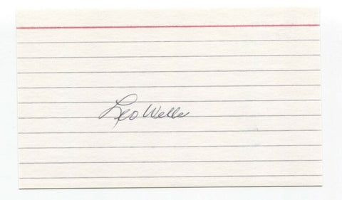 Leo Wells Signed 3x5 Index Card Baseball Autographed Signature
