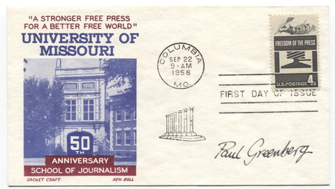 Paul Greenberg Signed FDC First Day Cover Autographed Vintage Signature