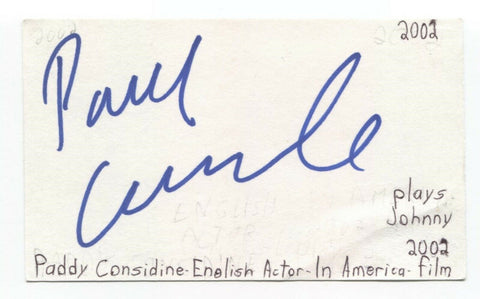 Paddy Considine Signed 3x5 Index Card Autographed Actor House Of The Dragon