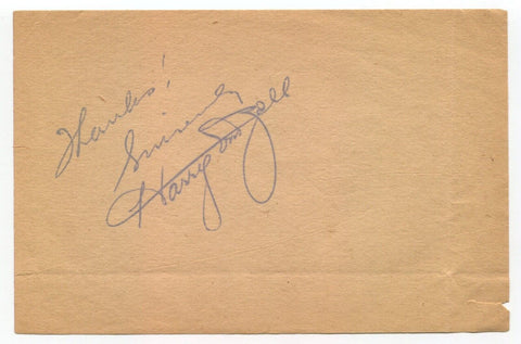 Harry Von Zell Signed Album Page 1950's Autographed Comedian Actor Perry Mason