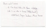 Blues and Lasers 3x5 Index Card Autographed Matt Burr Bryan Dondero Steve Sharon
