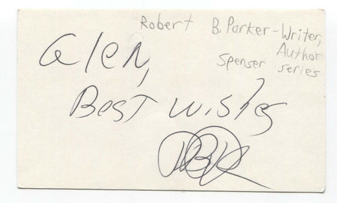 Robert B. Parker Signed 3x5 Index Card Autographed Signature Author Writer