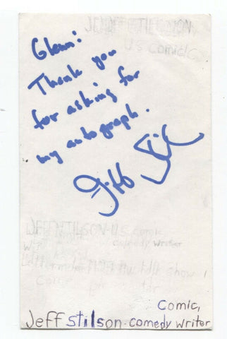 Jeff Stilson Signed Index 3x5 Card Autographed Comedian David Letterman Show