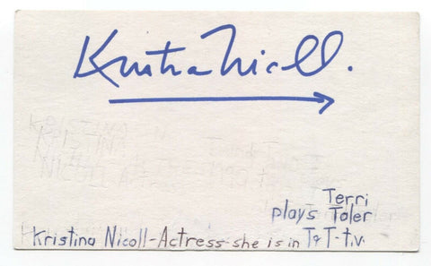 Kristina Nicoll Signed 3x5 Index Card Autographed Signature Actress Voice