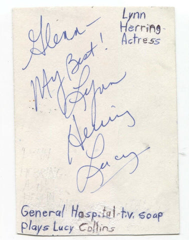 Lynn Herring Signed 3x5 Index Card Autographed Actress General Hospital