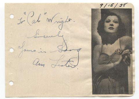 Ann Lester Signed 3x5 Index Card Vintage Autographed Signature Singer Actress