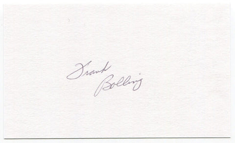 Francis "Frank" Bolling Signed 3x5 Index Card Autographed Detroit Tigers MLB