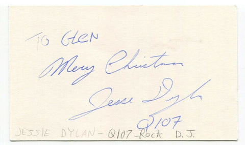 Jesse Dylan Signed 3x5 Index Card Autographed Signature Canadian Radio DJ