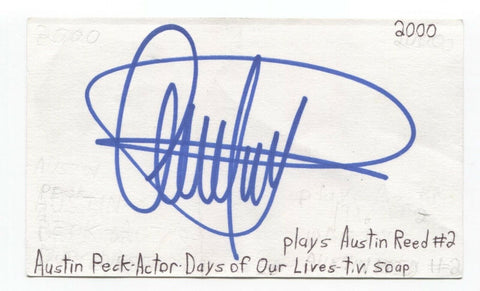Austin Peck Signed 3x5 Index Card Autographed Signature Soap Opera Actor