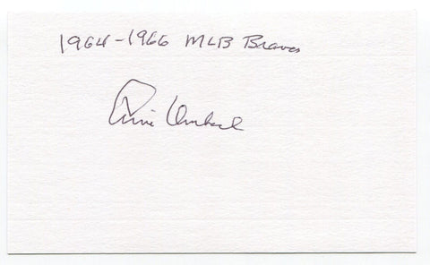 Arnold Umbach Signed 3x5 Index Card Autograph Baseball MLB 1964 Milwaukee Braves