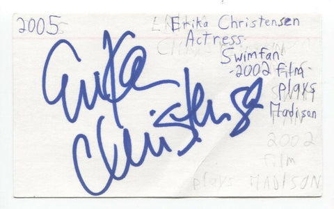 Erika Christensen Signed 3x5 Index Card Autographed Signature Swim Fan