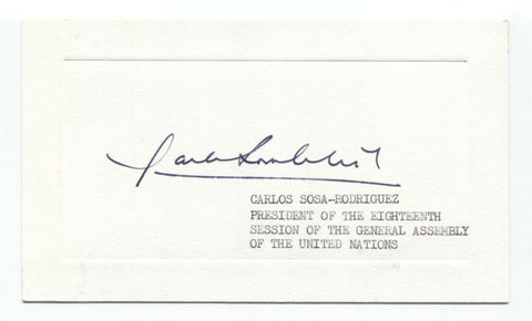 Carlos Sosa-Rodriguez Signed Card Autographed Signature United Nations President