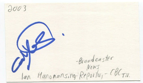 Ian Hanomansing Signed 3x5 Index Card Autographed Signature Canadian Journalist