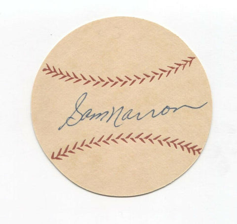 Sam Narron Signed Paper Baseball Autographed 1951 Debut Pittsburgh Pirates