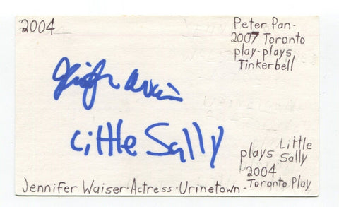 Jennifer Waiser Signed 3x5 Index Card Autograph Actress Jane Eyre Urinetown