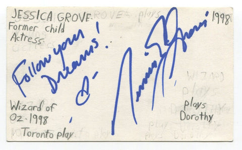 Jessica Grove Signed 3x5 Index Card Autographed Actress Singer Wizard Of Oz Play