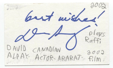 David Alpay Signed 3x5 Index Card Autographed Signature Actor The Tudors