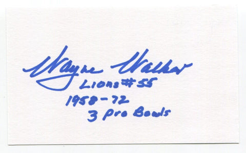 Wayne Walker Signed 3x5 Index Card Autograph Football NFL Detroit Lions Pro Bowl