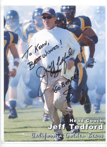 Jeff Tedford Signed 8.5 x 11 Photo Autographed Football Cal Bears Coach