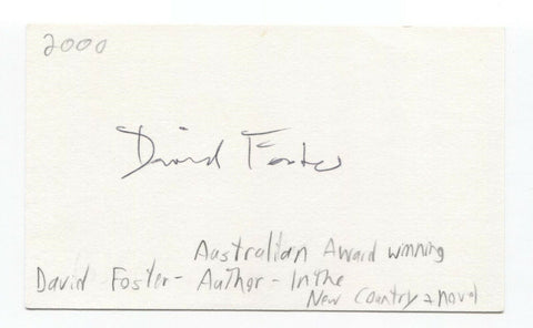David Foster Signed 3x5 Index Card Autographed Signature Author Writer Scientist