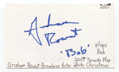 Graham Rowat Signed 3x5 Index Card Autographed Signature Actor