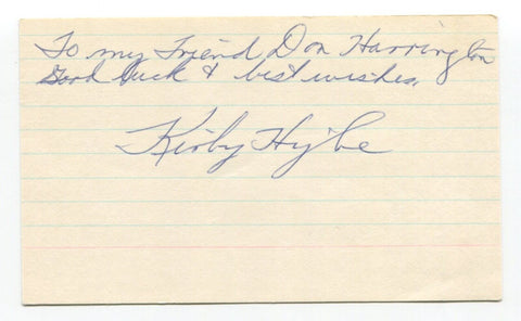 Kirby Higbe Signed Index Card Autographed Baseball MLB Brooklyn Dodgers