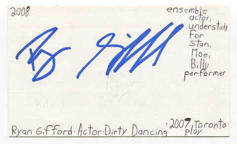 Ryan Gifford Signed 3x5 Index Card Autographed Actor Avonlea