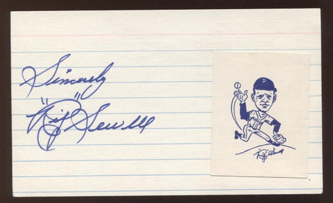 Rip Sewell Signed 3x5 Index Card Vintage Autographed Baseball Signature