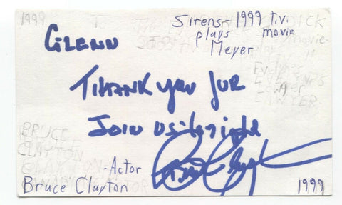 Bruce Clayton Signed 3x5 Index Card Autographed Signature Actor