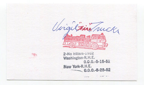 Virgil Trucks Signed 3x5 Index Card Autographed Baseball MLB Detroit Tigers