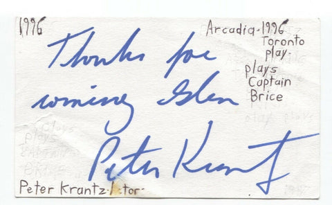 Peter Krantz Signed 3x5 Index Card Autograph Signature Actor Night Heat