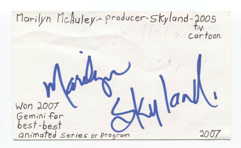Marilyn McAuley Signed 3x5 Index Card Autographed Signature Producer Director